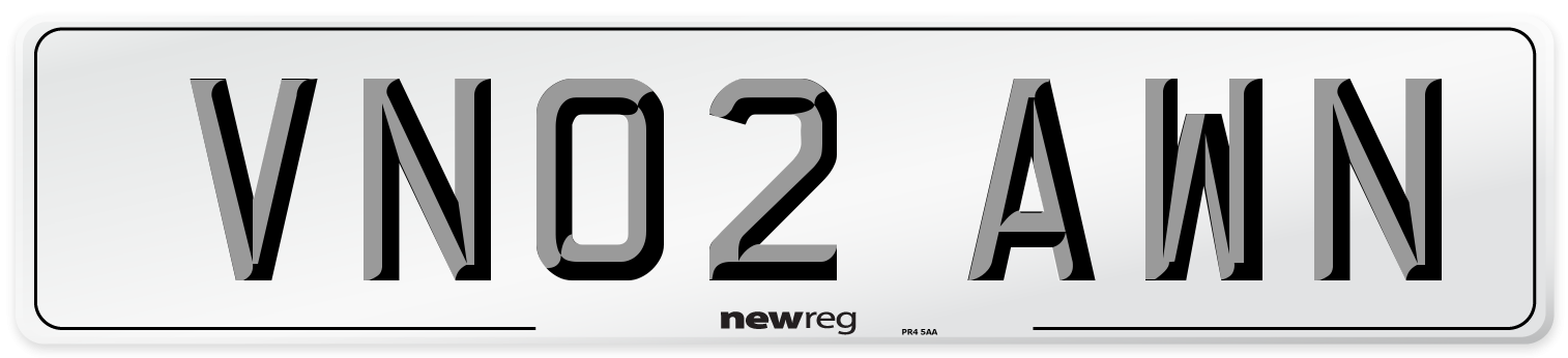VN02 AWN Number Plate from New Reg